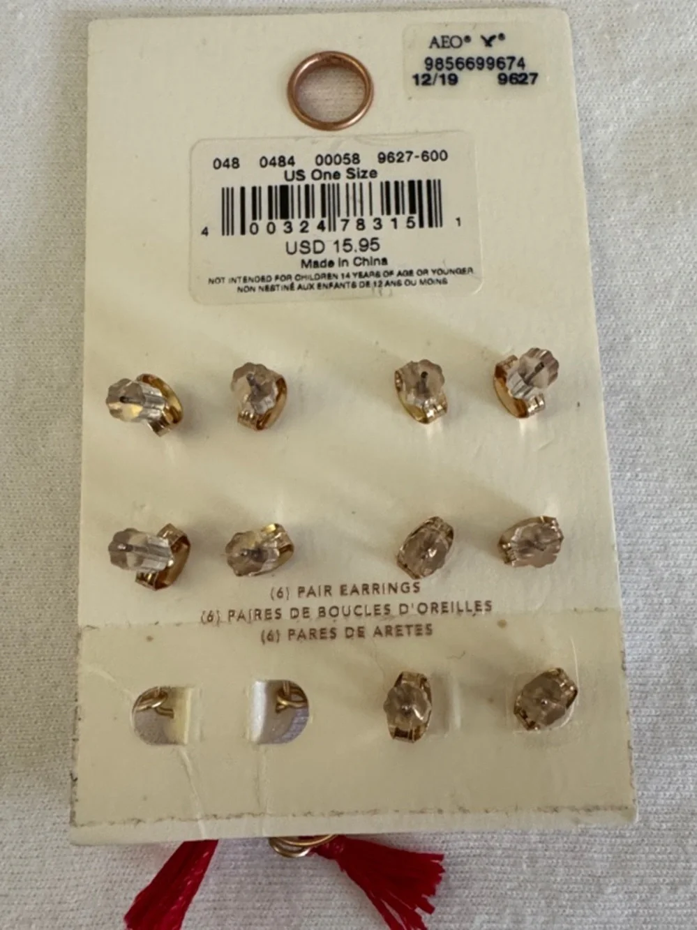 American Eagle Outfitters Gold and Red Multi-Pair Earring Set - Picture 2 of 3